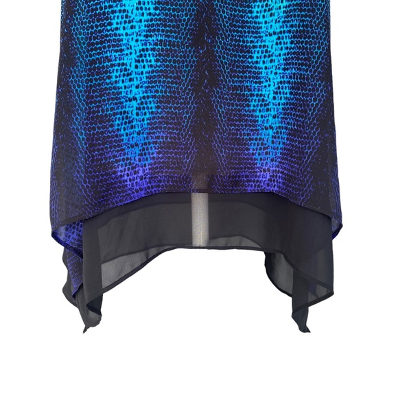 Worthington Blue Green Snakeskin Print Handkerchief Hem Sleeveless Tank Blouse S - Picture 4 of 14